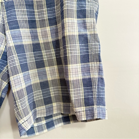 Vintage Tommy Bahama Blue Plaid Flat Front Shorts 75% Linen 25% Silk - Picture 7 of 15